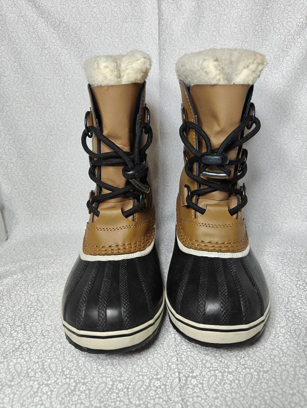 Sorel Youth Yoot PAC Brown Black Leather Waterproof Winter Boots Size 2